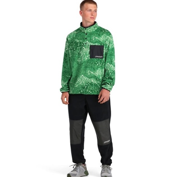 Spyder Snap Lounge Fleece Pullover- Verdant Green Sz XXL Unisex NWT - Picture 2 of 16